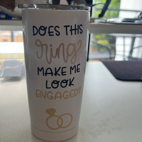 Does this ring make me look engaged?! White Tumbler handmade by me(: - Picture 1 of 4